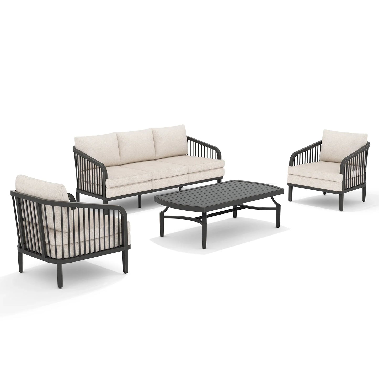 Asheville 4 PCS Aluminum Patio Seating Set for 5-Person