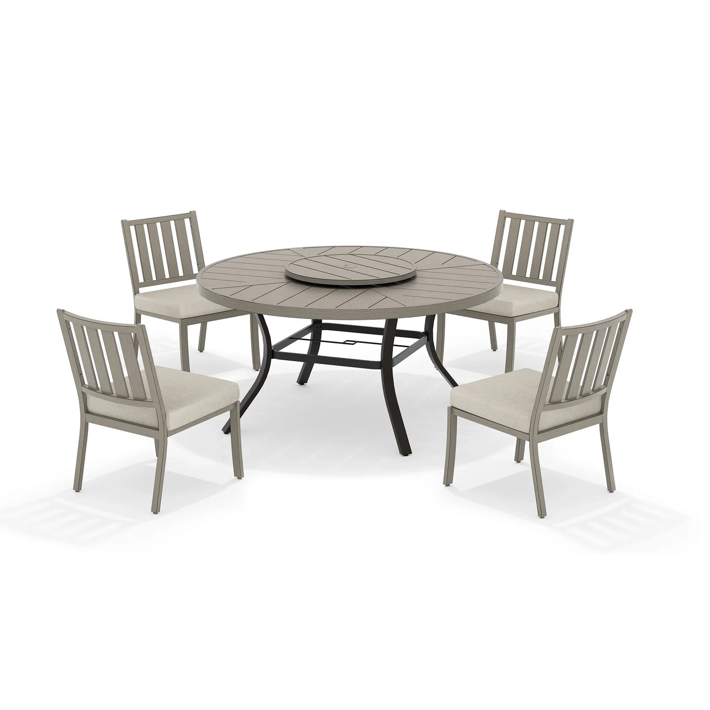 PEAKHOME Azur Patio Round Dining Table Sets With Armless Chair And Sunbrella® Cushions
