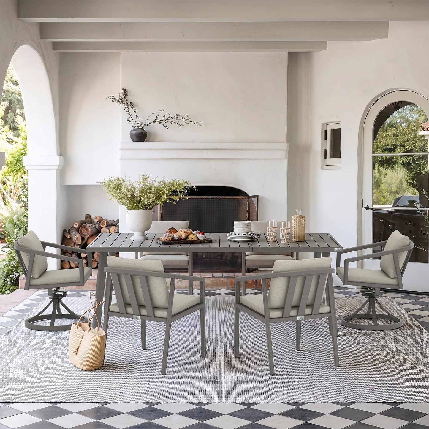 Amalfi 7-Piece Patio Dining Set for 6 person with 2 Swivel Chairs