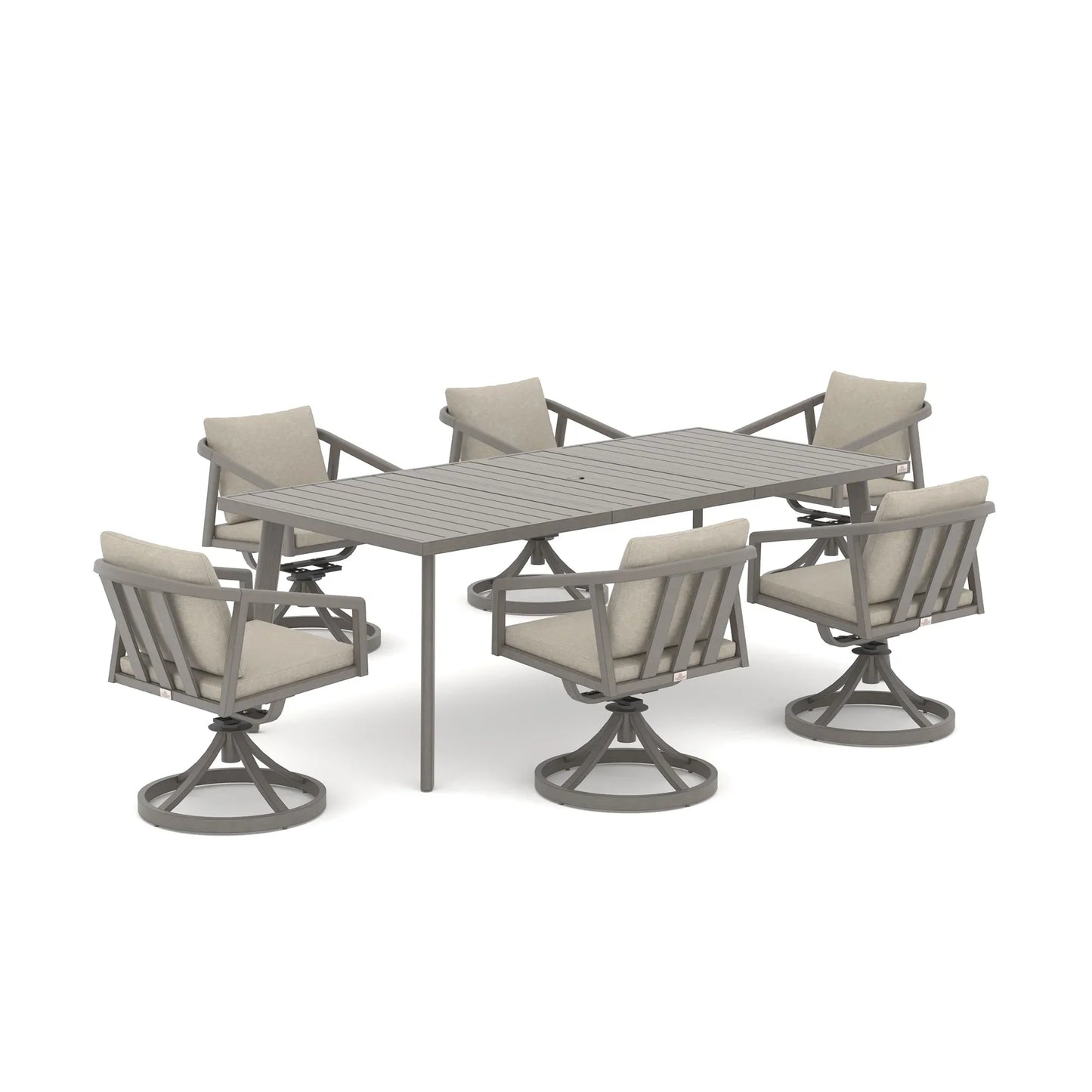 Amalfi Backyard Rectangular Dining Table With 6 Swivel Chairs
