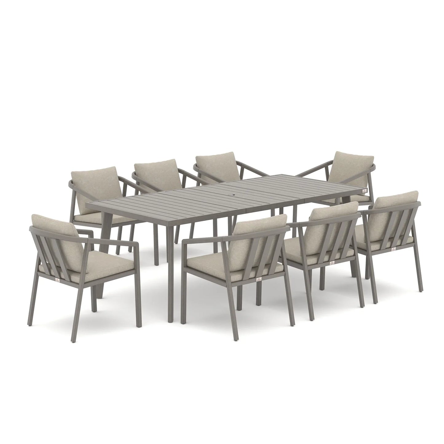Amalfi 9-Piece Rectangular Patio Dining Set with 8 Ergonomic Armchairs