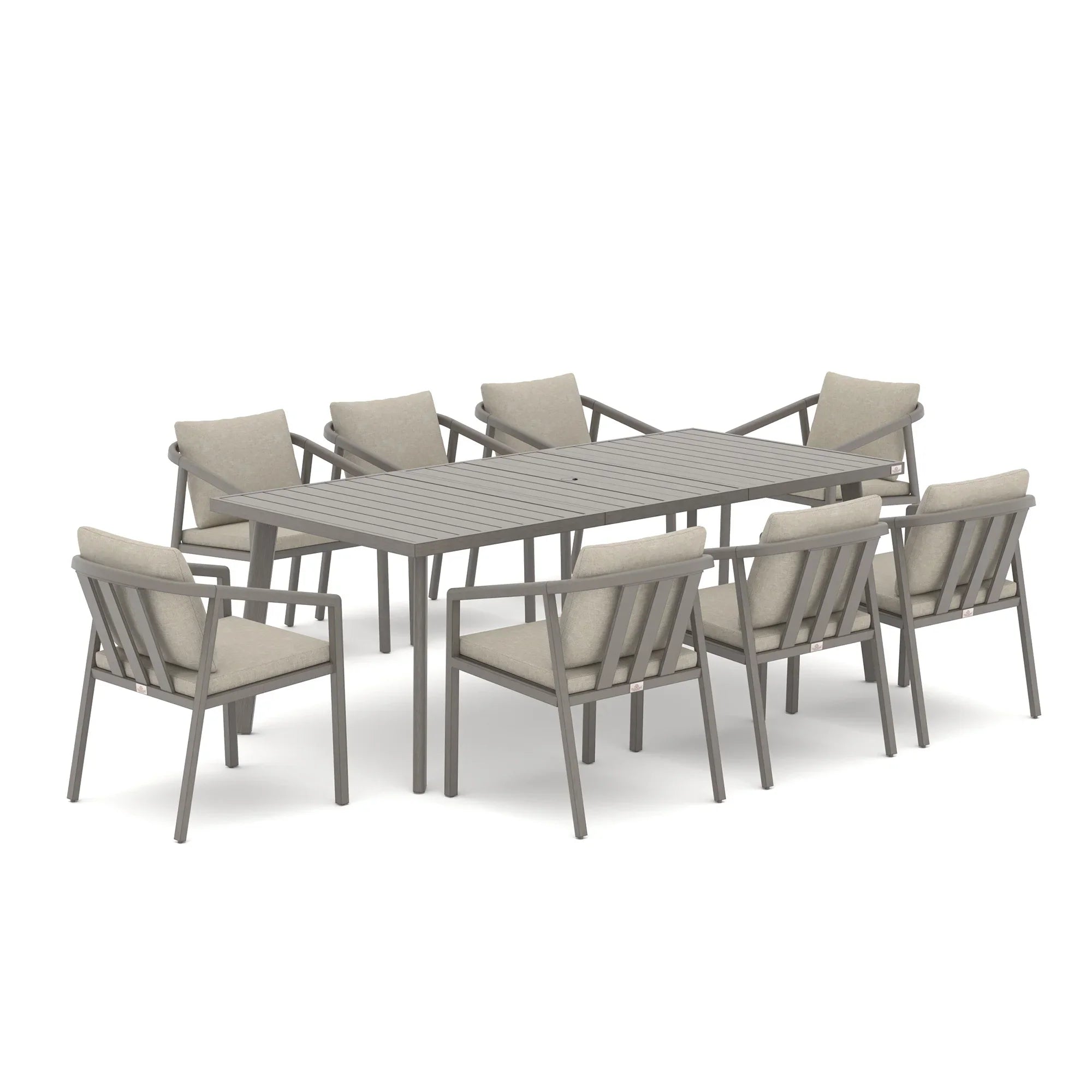 Amalfi 9-Piece Rectangular Patio Dining Set with 8 Ergonomic Armchairs