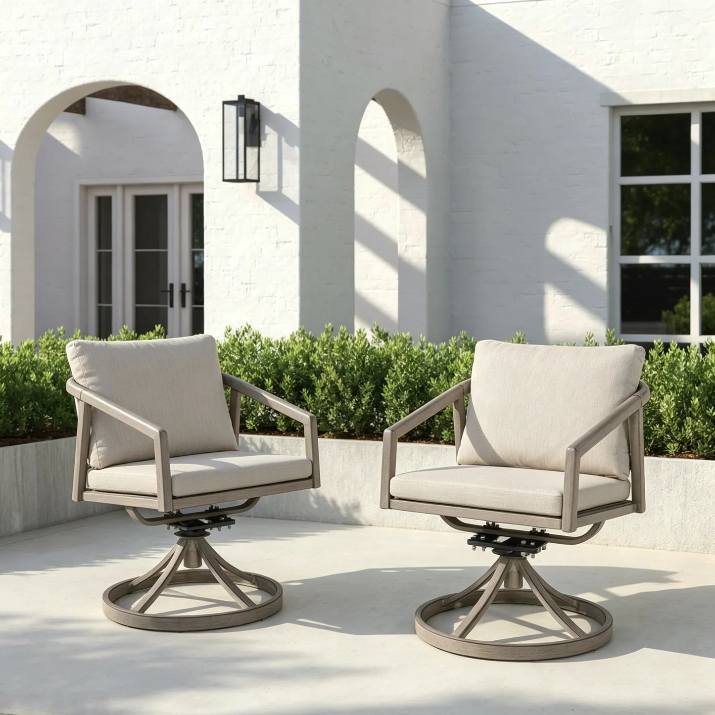 Amalfi 360° Swivel Rocking Aluminum Patio Dining Chair Set of 2