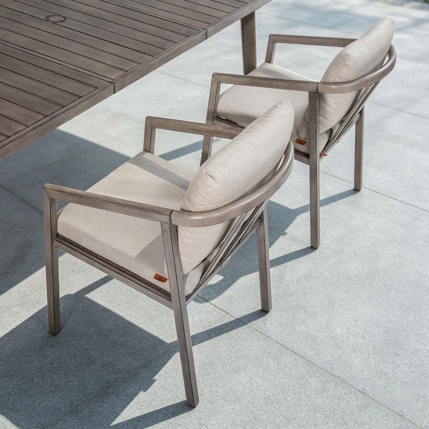 Amalfi 9-Piece Rectangular Patio Dining Set with 8 Ergonomic Armchairs