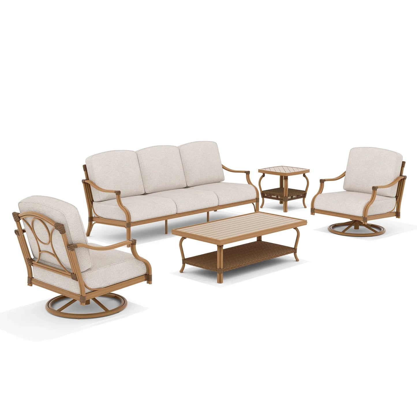 Arcadia 5 Pieces Patio Furniture Sets With Swivel Chairs