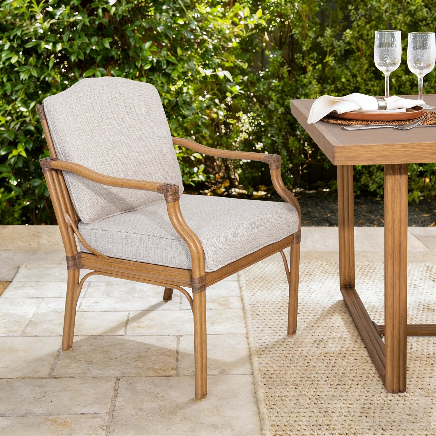 Arcadia Weather-Resistant Outdoor 84"L Dining Table and 6 Armchair