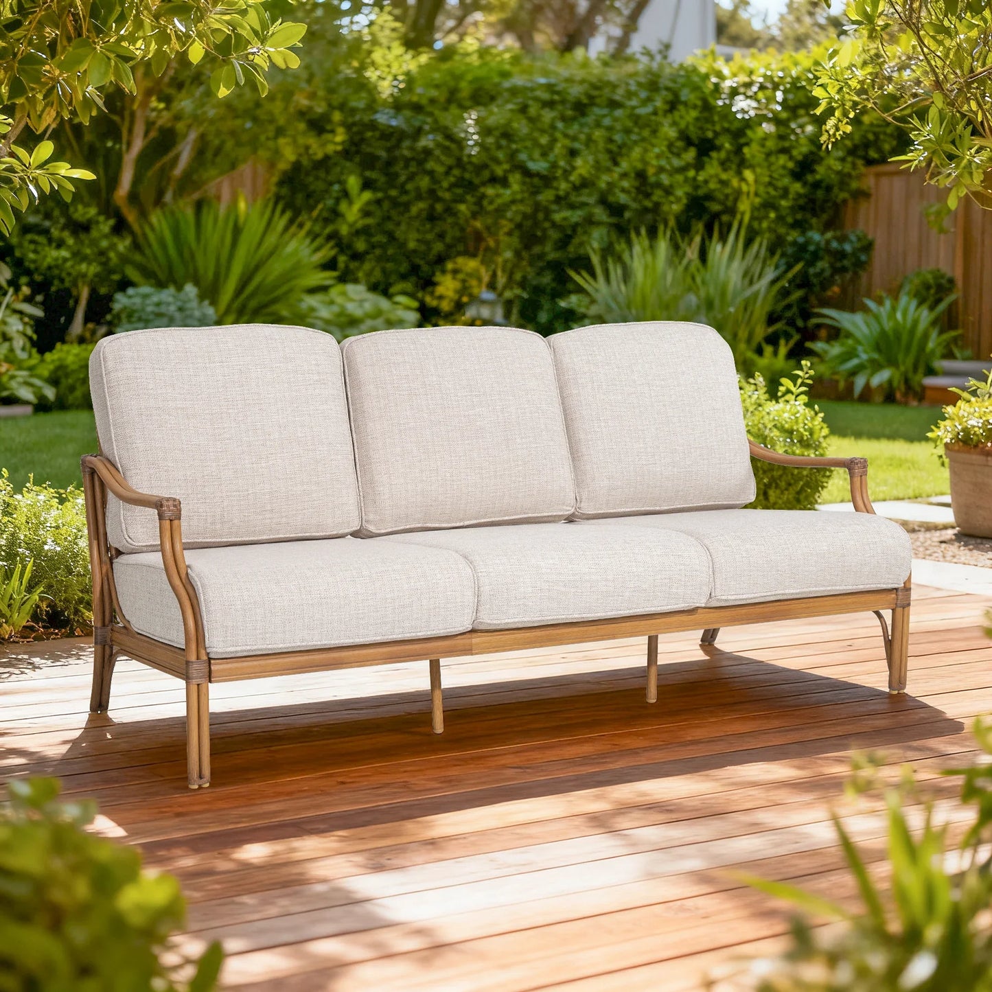 Arcadia Outdoor Sofa and 2 Chairs with Coffee Table