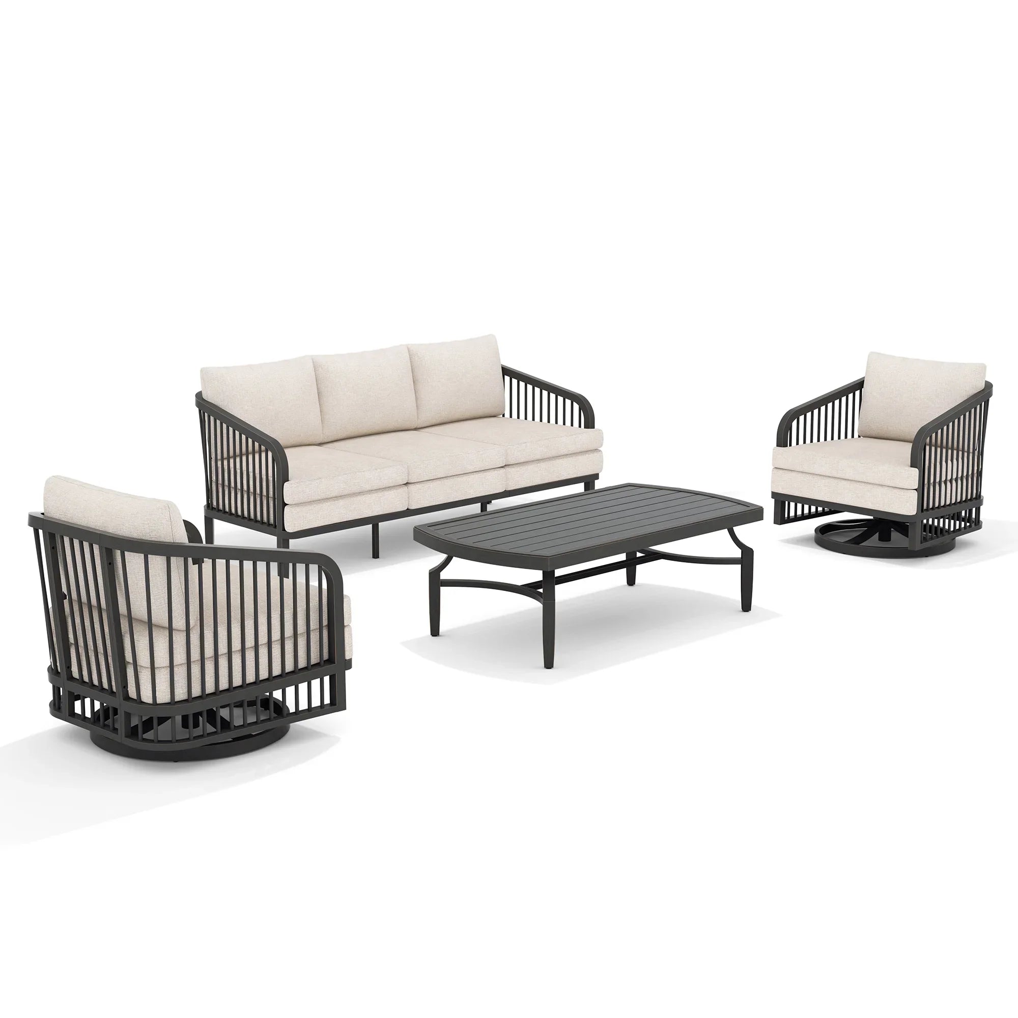 Asheville 4-Piece Aluminum Outdoor Swivel Seating Set