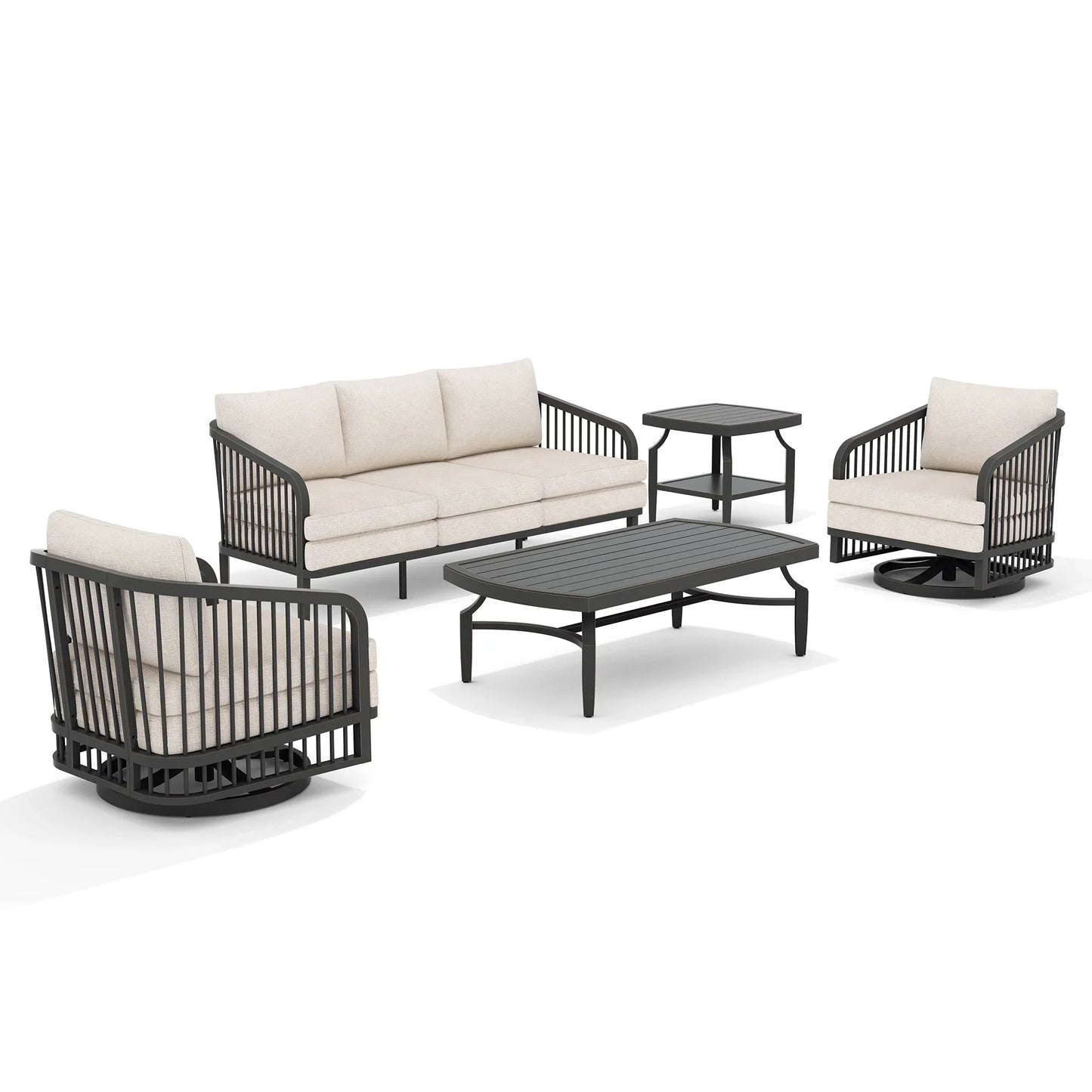 Asheville 5-Piece Aluminum Outdoor Swivel Conversation Set