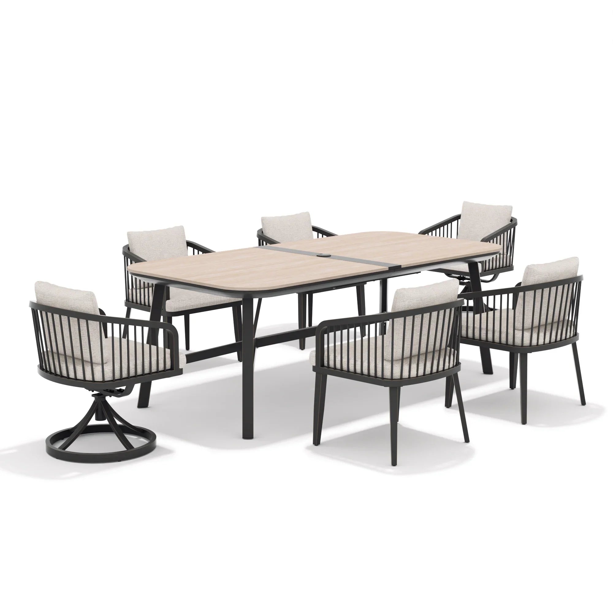 Asheville 7 Pieces Patio Rectangular Dining Table Set