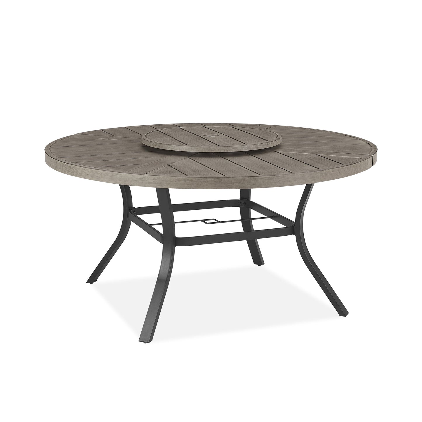 PEAKHOME Azur Patio Aluminum Round 60" Dining Table With Removable Lazy Susan for 6 Person