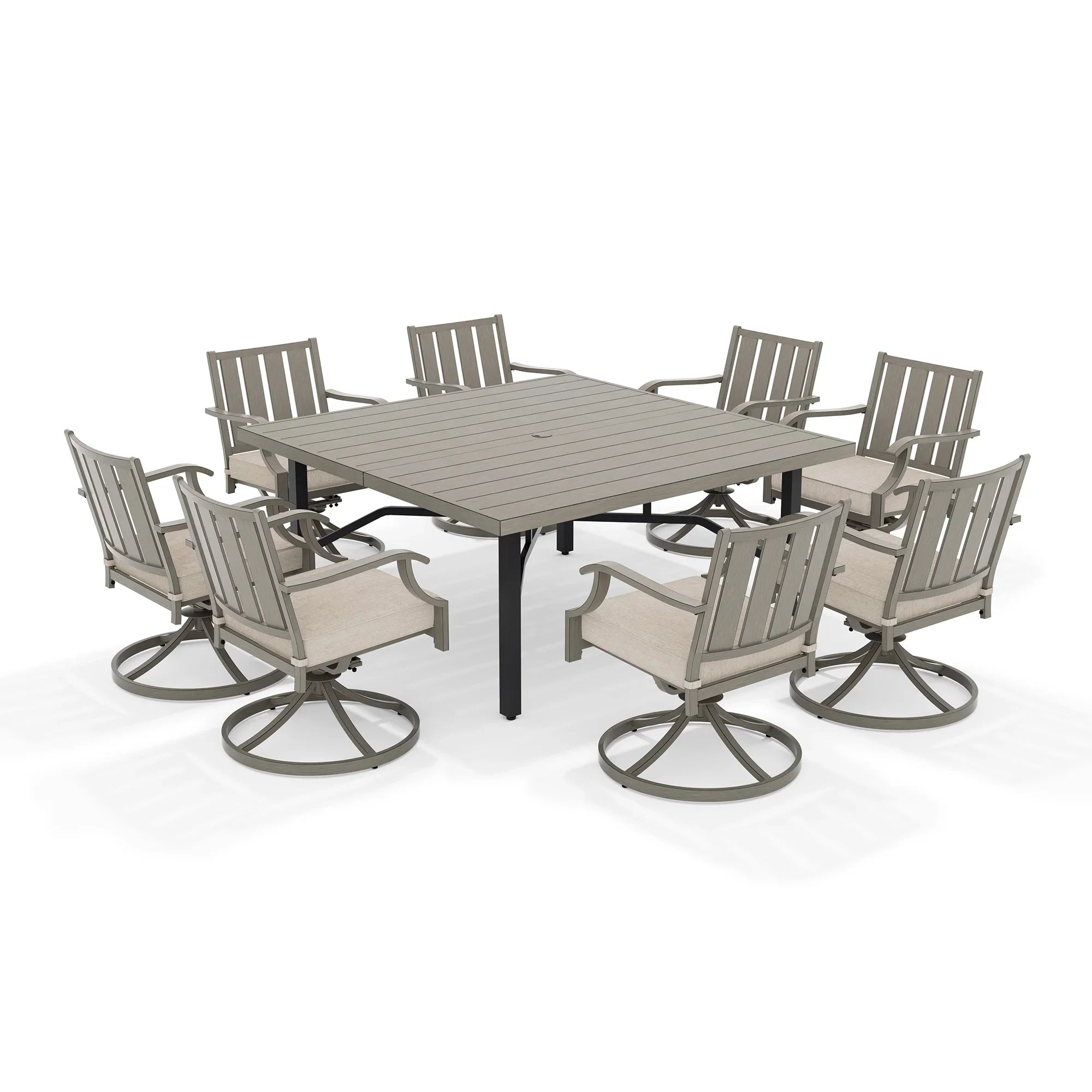 PEAKHOME Azur Outdoor 8 Person Square Dining Set with Sunbrella® Cushions