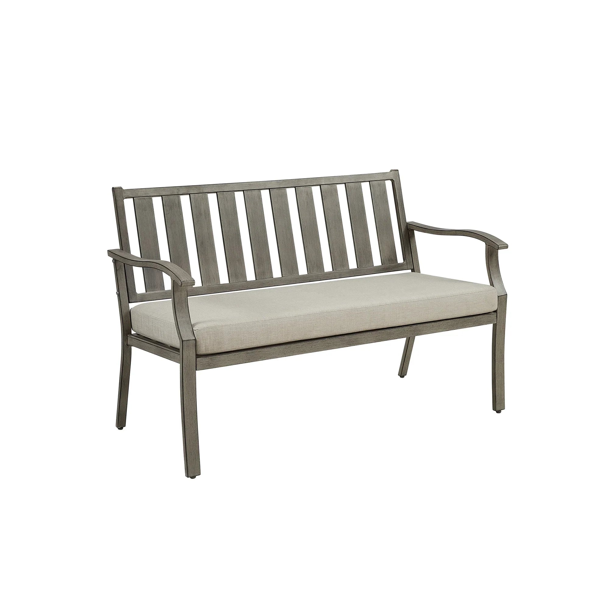 PEAKHOME Azur Patio Aluminum Bench with Sunbrella® Cushions