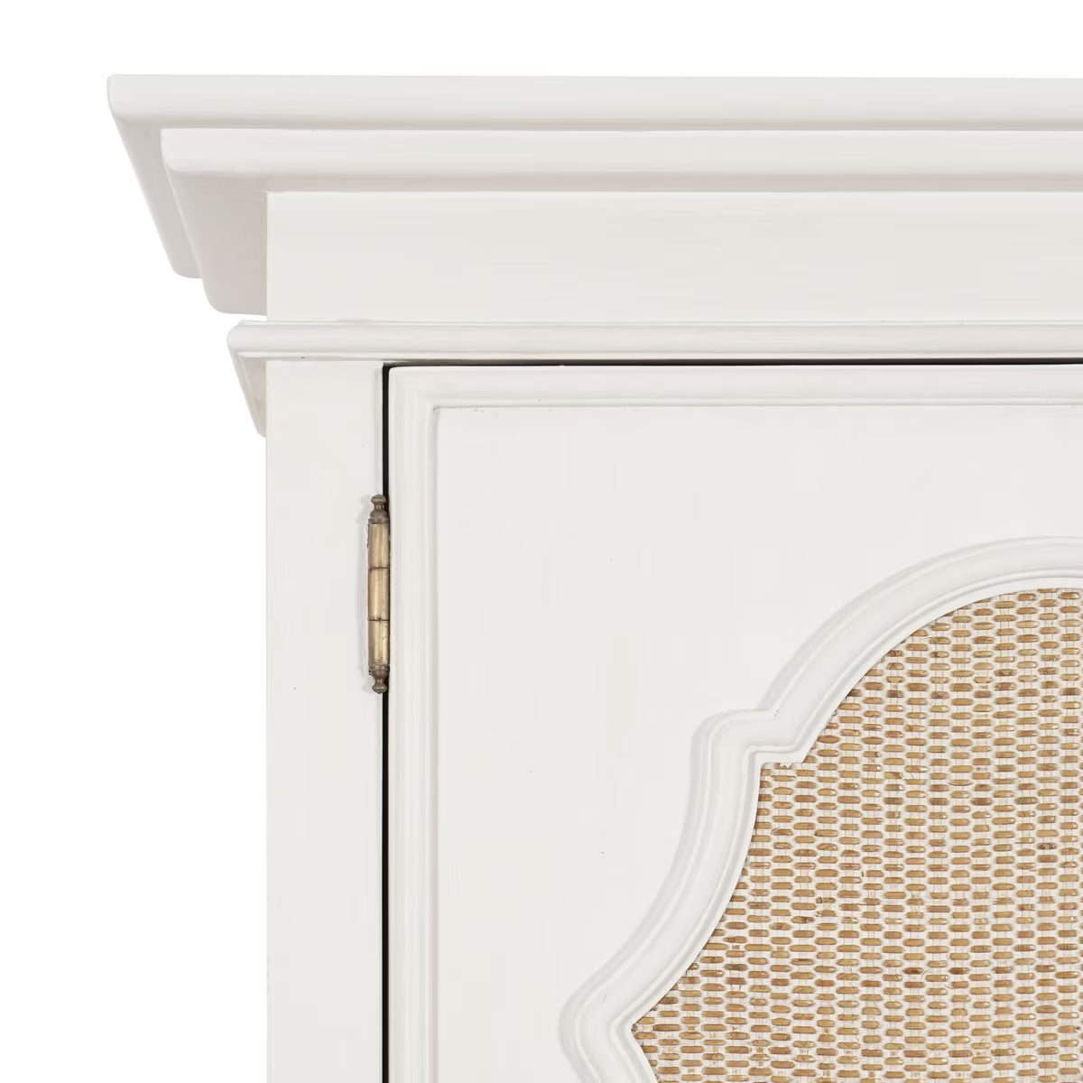 Seraphine 2 Door Cabinet With Rattan Medallion Motif, 55.25"W, White