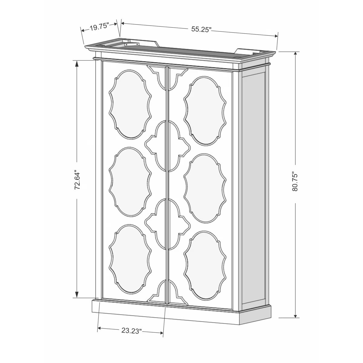 Seraphine 2 Door Cabinet With Rattan Medallion Motif, 55.25"W, White