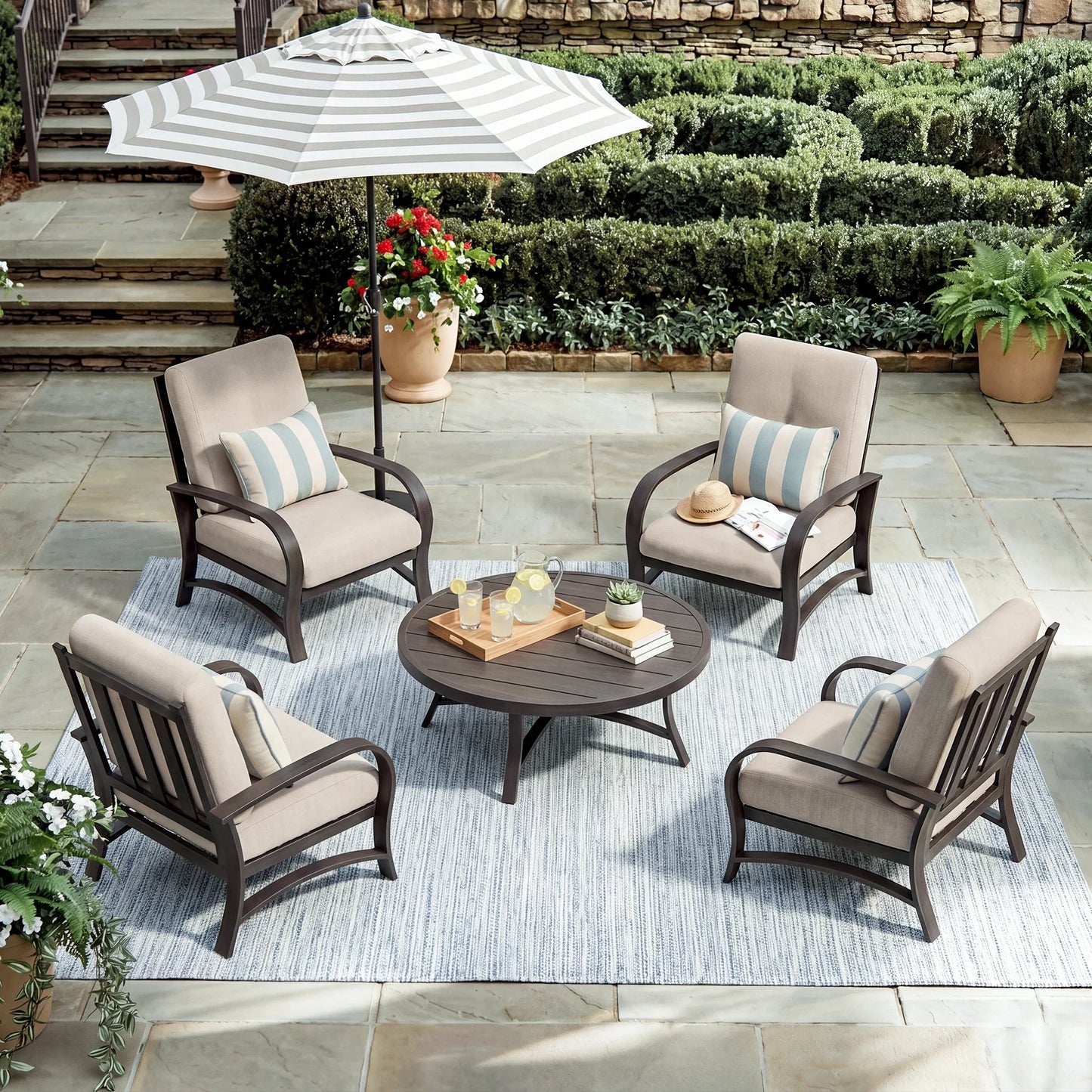 Chamber Patio 4 Seat Conversation Sets With Sunbrella® Cushions