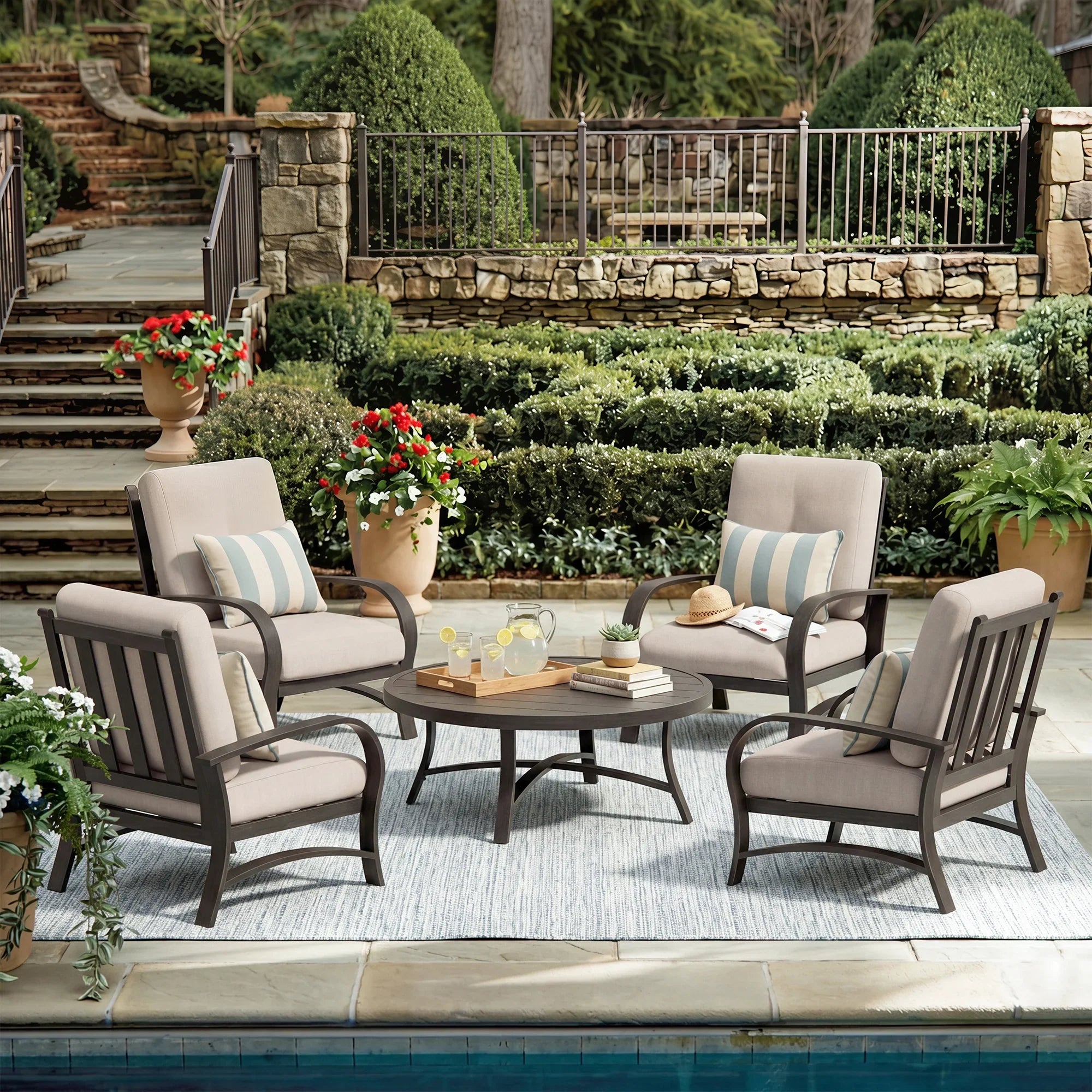 Chamber Patio 4 Seat Conversation Sets With Sunbrella® Cushions