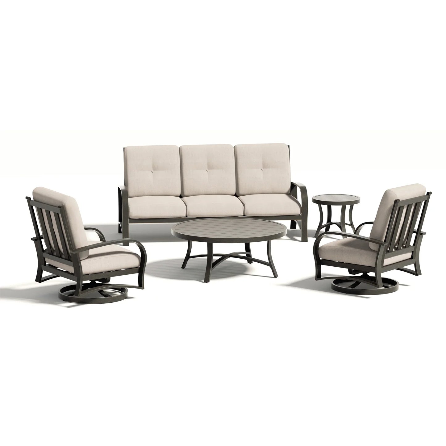 Chamber 5 Piece Aluminum Patio Furniture Sofa Sets With Round Table