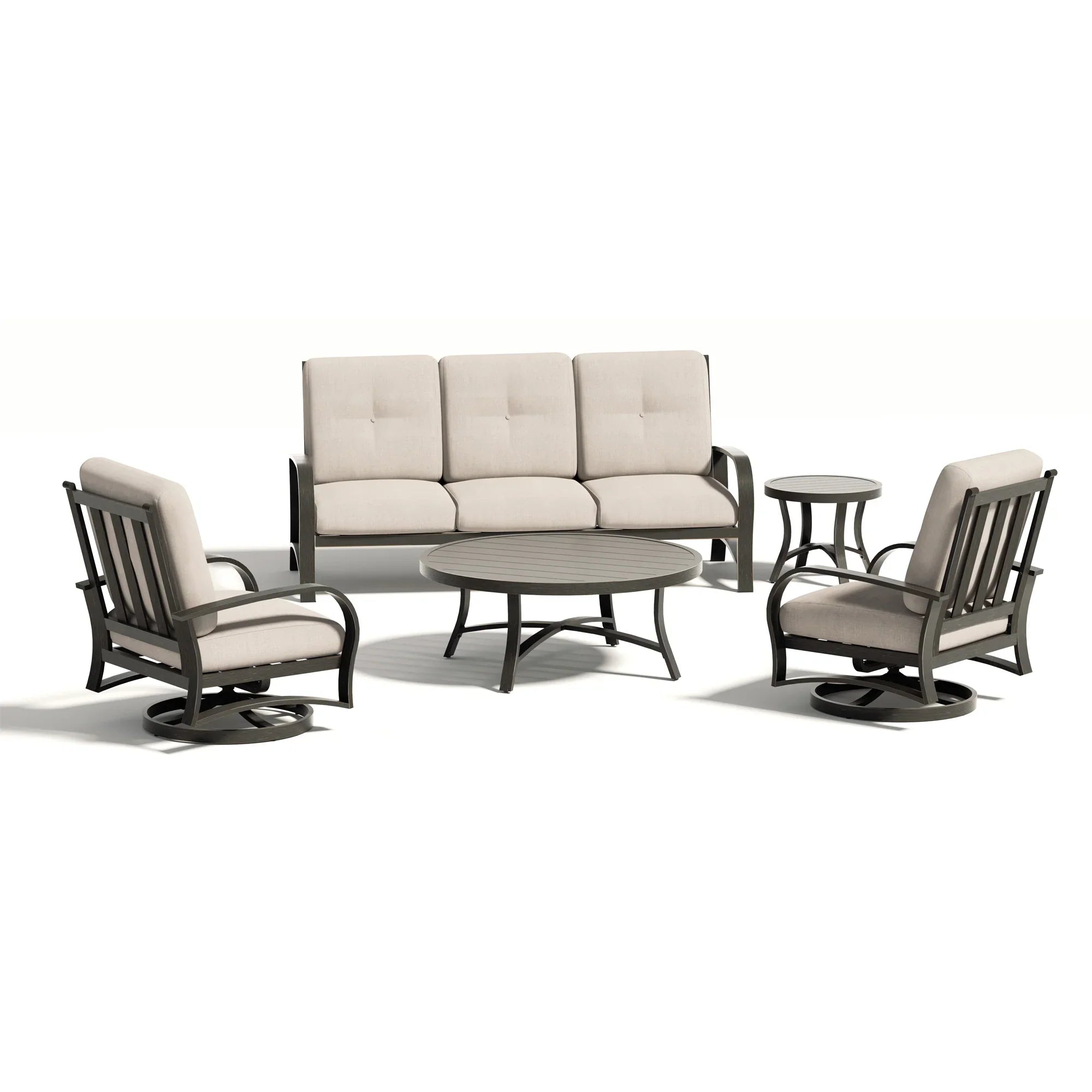 Chamber 5 Piece Aluminum Patio Furniture Sofa Sets With Round Table