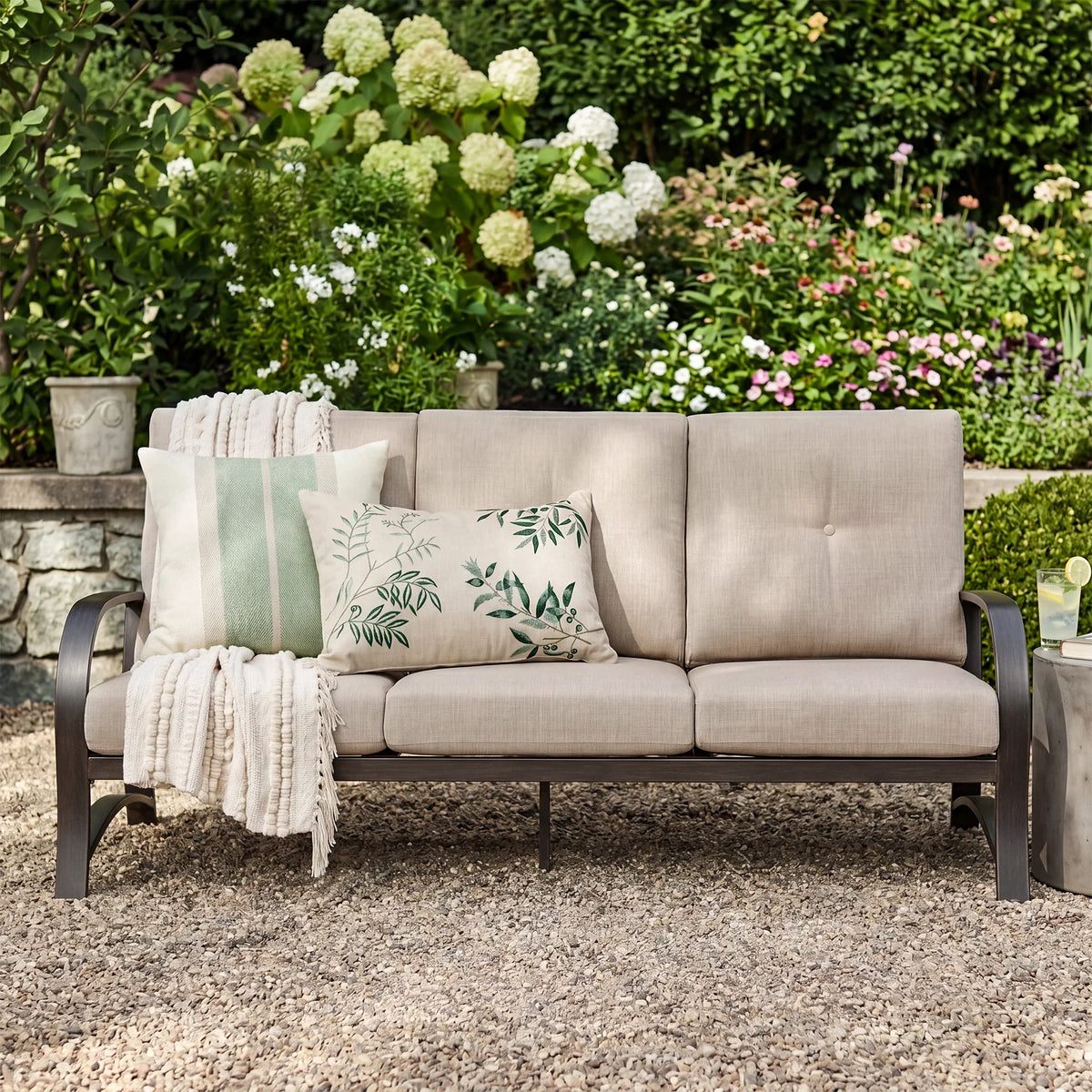 Chamber Aluminum Outdoor Sofa and 2 Chairs with Round Coffee Table