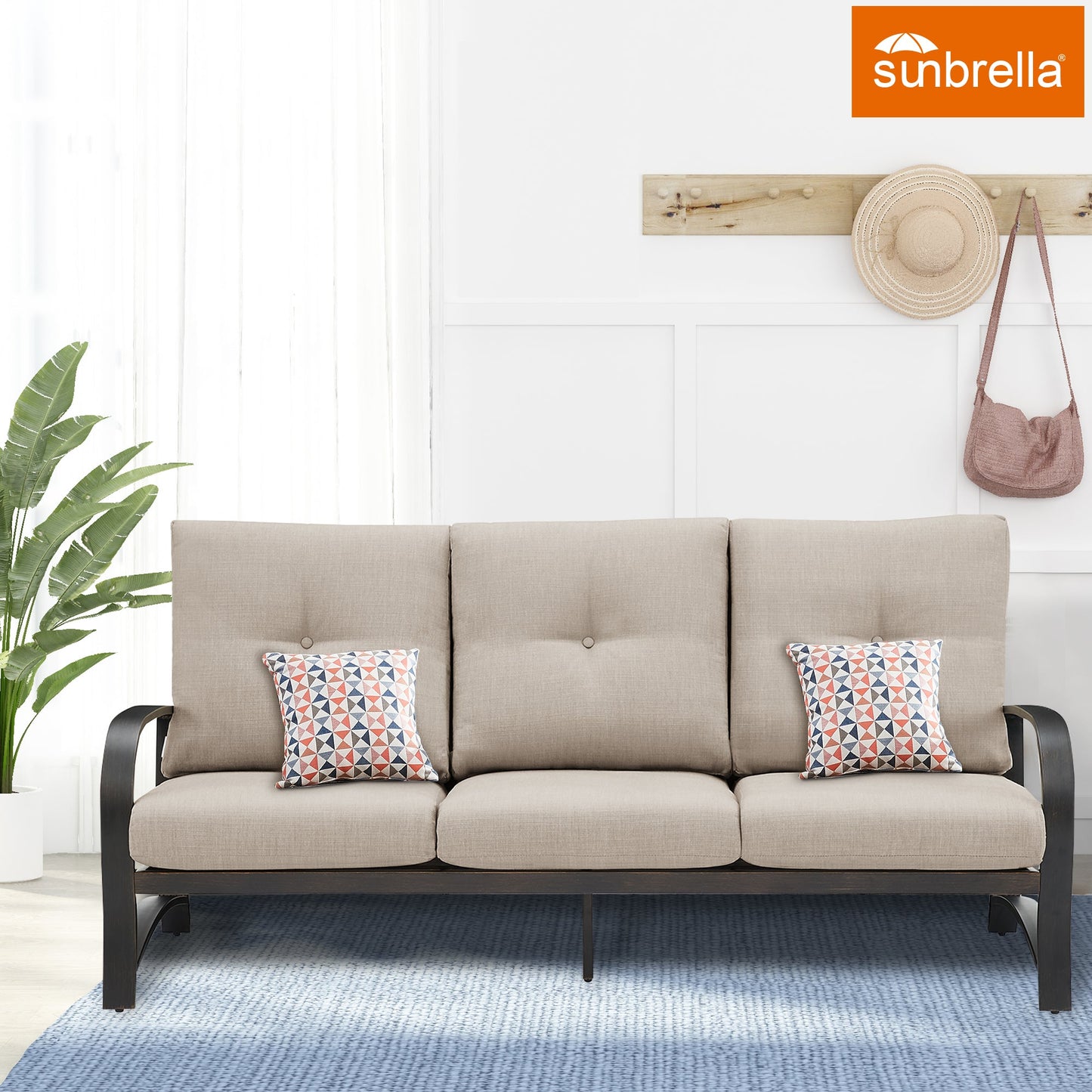 Chamber Aluminum 3-Seater Patio Sofa with Sunbrella® Cushions