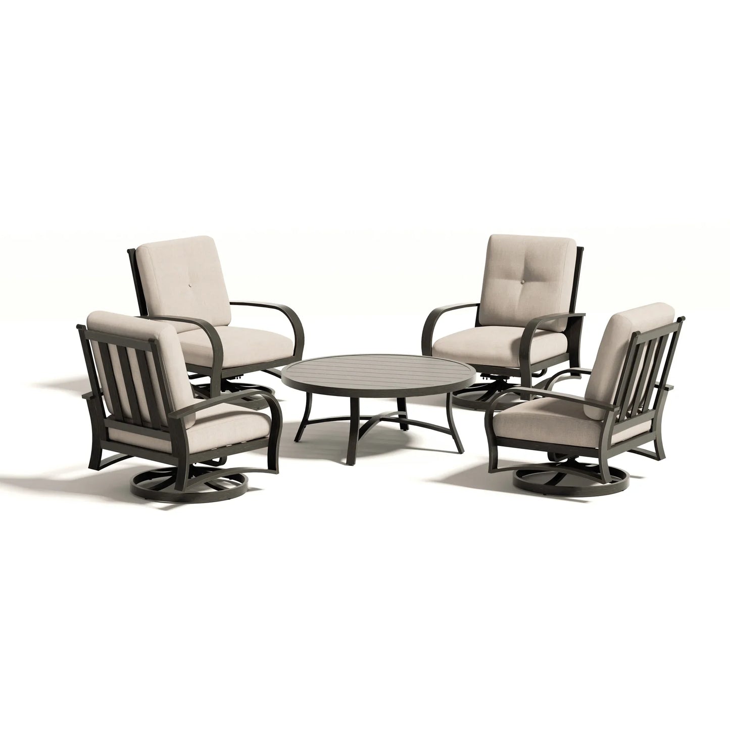 Chamber 4-Person Patio Swivel Chair Sets With Round Coffee Table