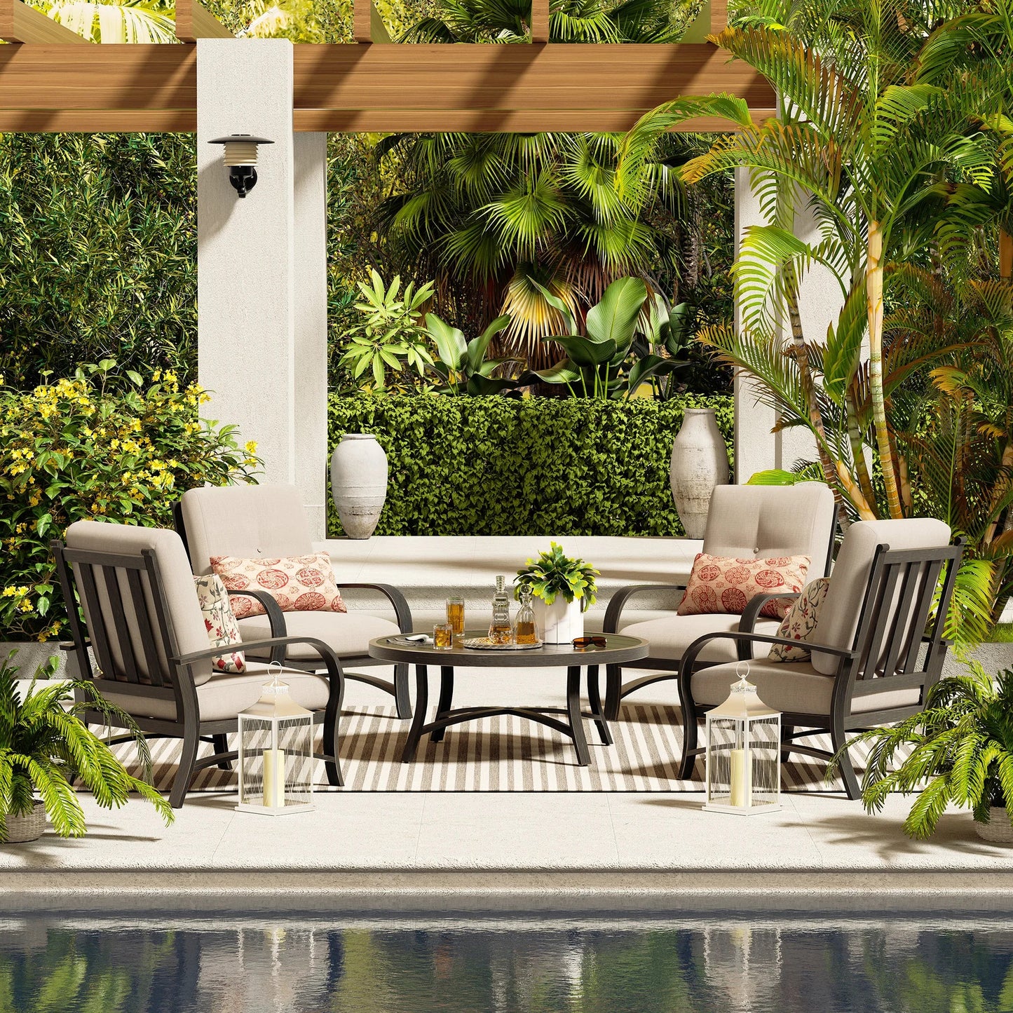 Chamber Patio 4 Seat Conversation Sets With Sunbrella® Cushions