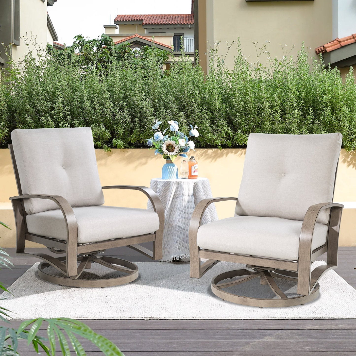 Chamber Patio Aluminum Swivel Club Chair with Sunbrella® Cushions