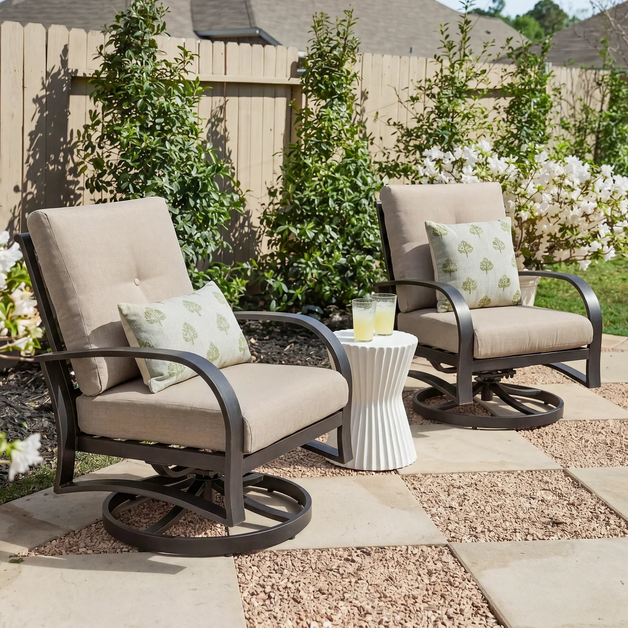 Chamber Patio Aluminum Swivel Club Chair with Sunbrella® Cushions