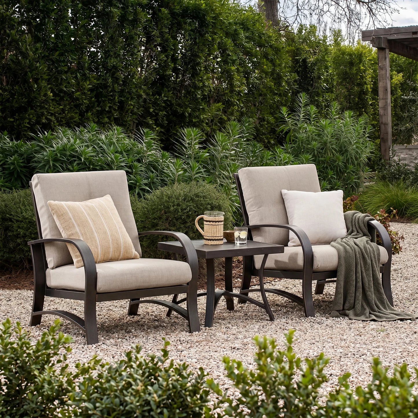 Chamber 2 Pieces Patio Fixed Chair and Side Table