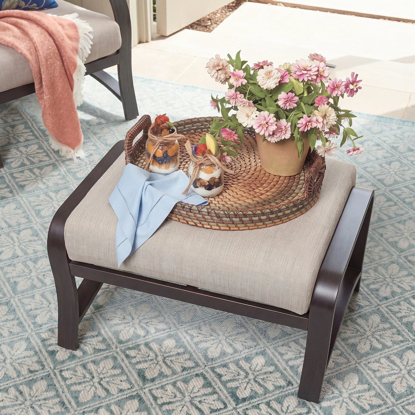 Chamber Outdoor Ottoman with Sunbrella® Cushion