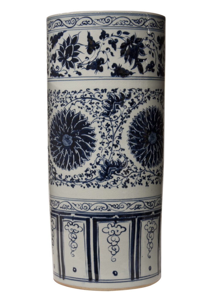 Blue and White Umbrella Stand