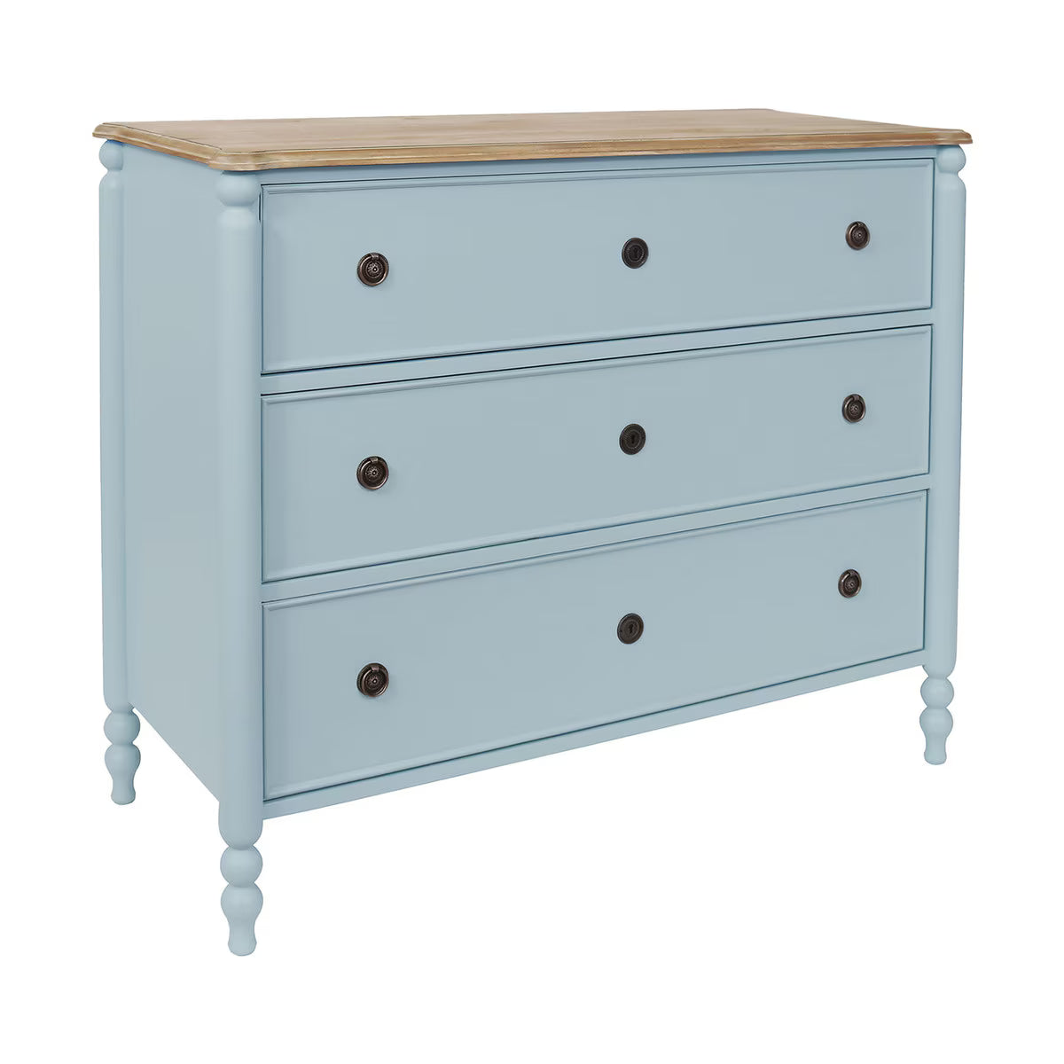 Ashford Large 3 Drawer Dresser, 45"W, Powder Blue
