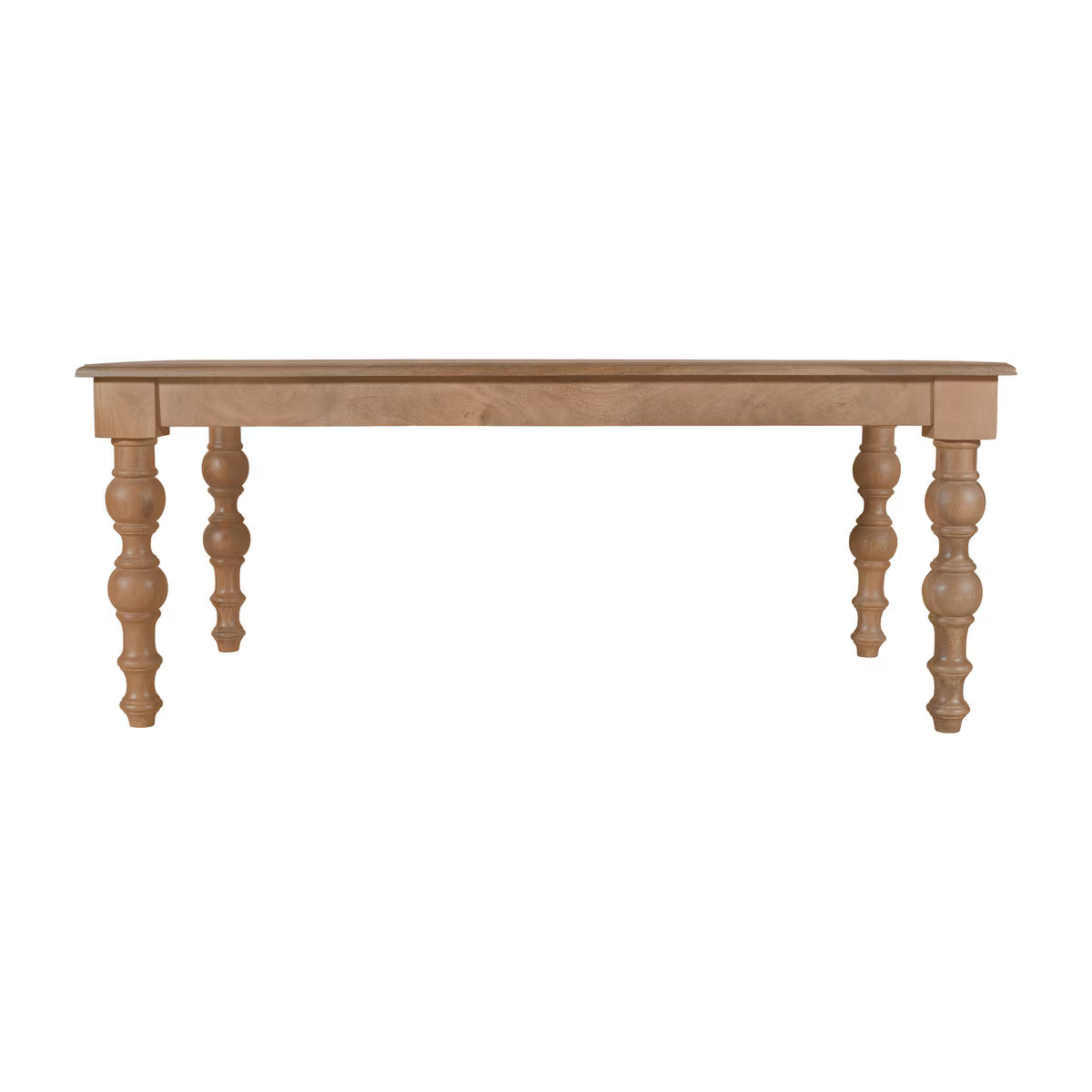 Linden Dining Table With Turned Legs, 74"W, Light Brown