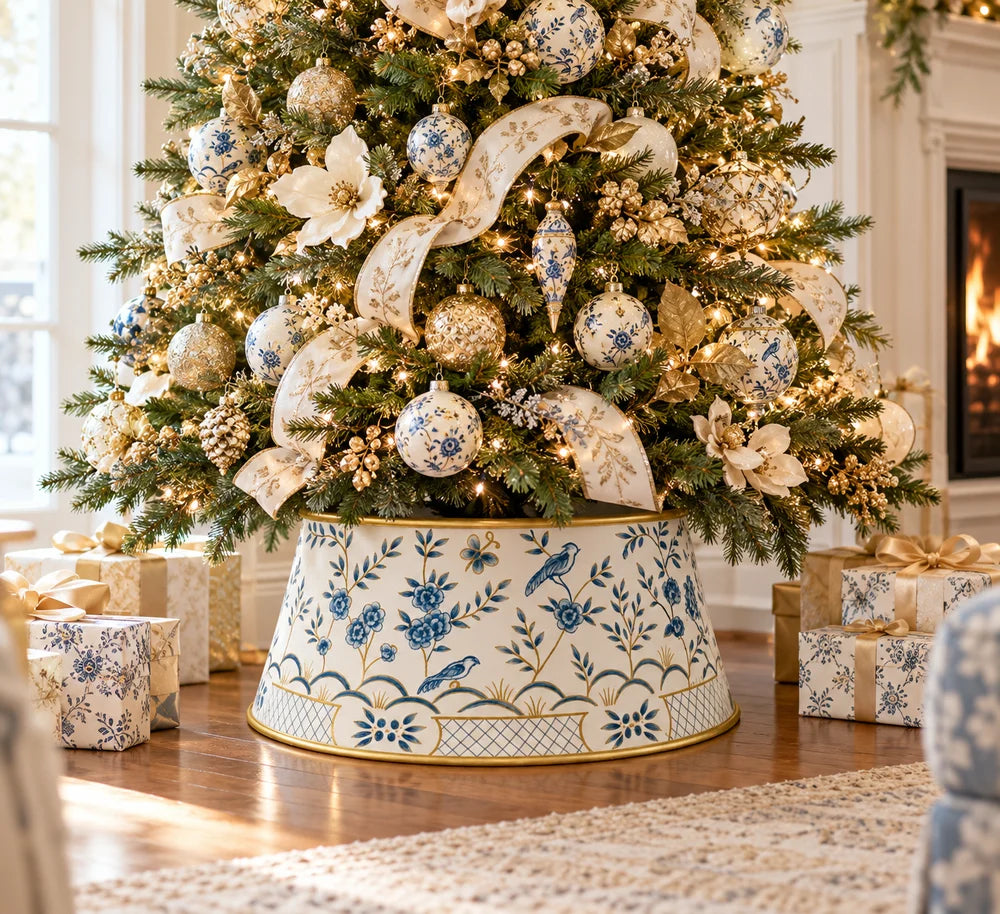 Ivory & Blue Chinoiserie Tree Collar - *Pre- Order*