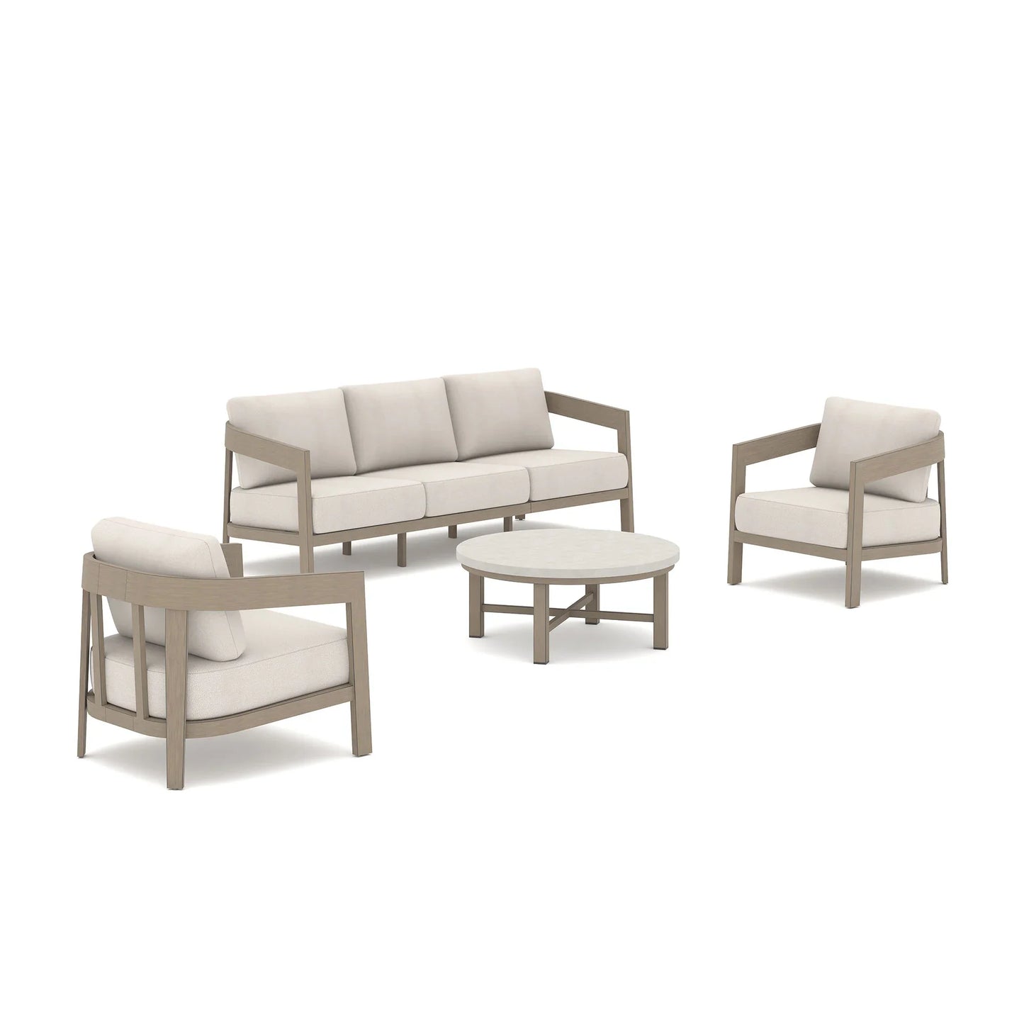 Harmonti 4-Piece Patio Conversation Set with Composite Concrete Round Coffee Tables