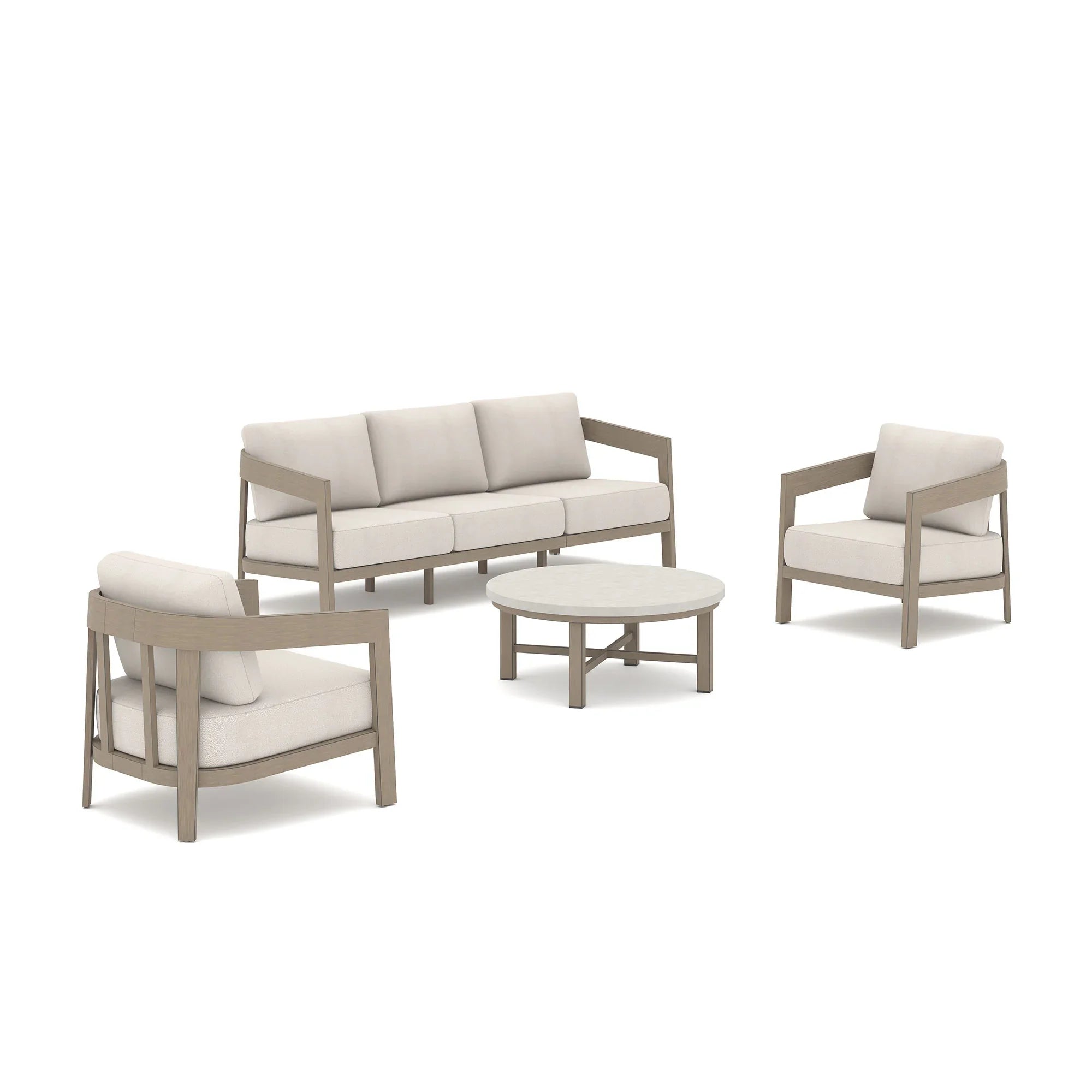 Harmonti 4-Piece Patio Conversation Set with Composite Concrete Round Coffee Tables