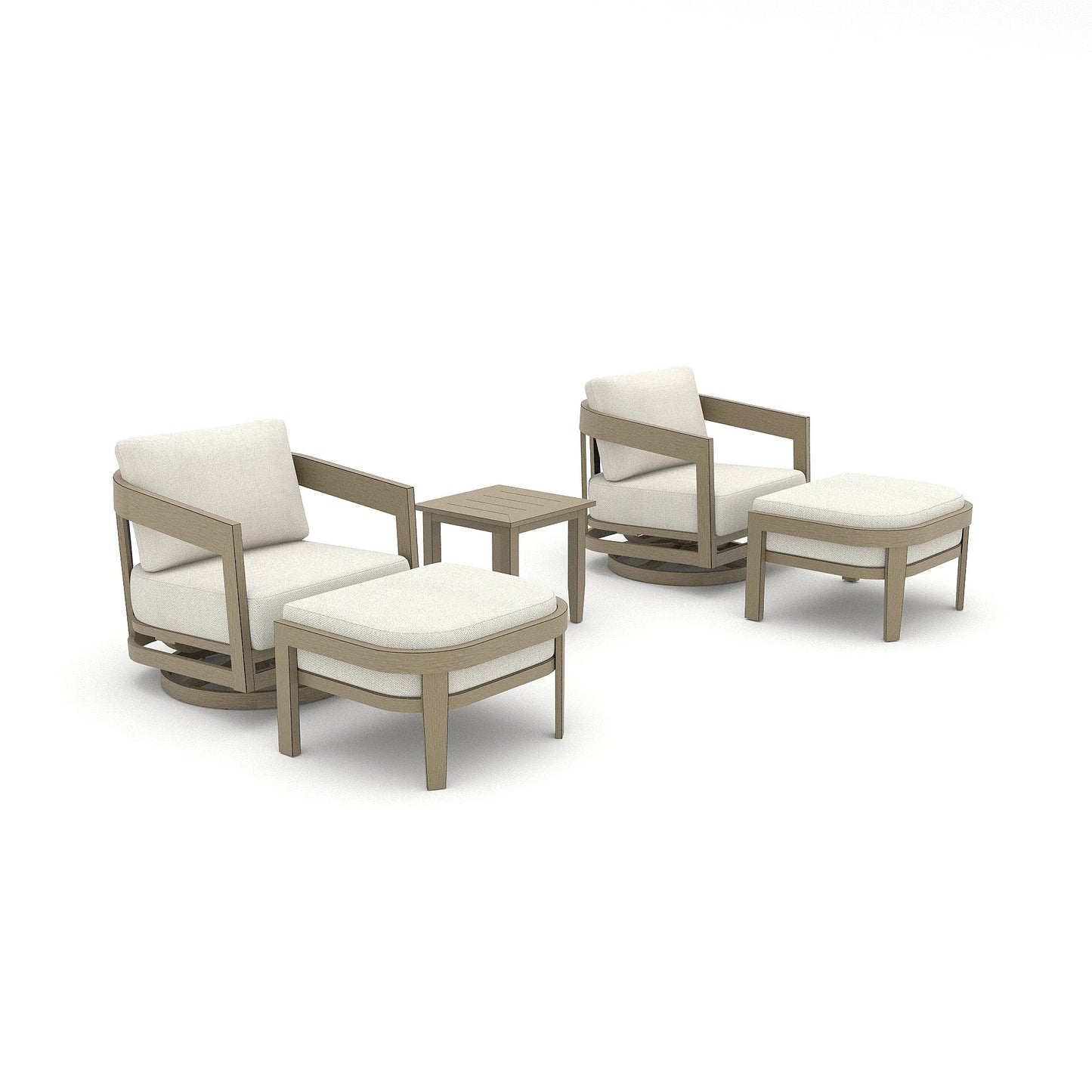 Harmonti 5 Pieces Aluminum Patio Swivel Lounge Chairs With Ottomans