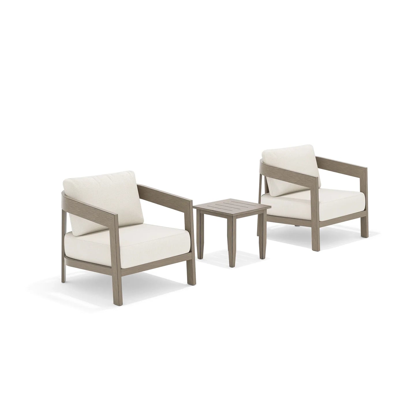 PEAKHOME Harmonti Patio 3-Piece Aluminum Club Conversation Set With Side Table