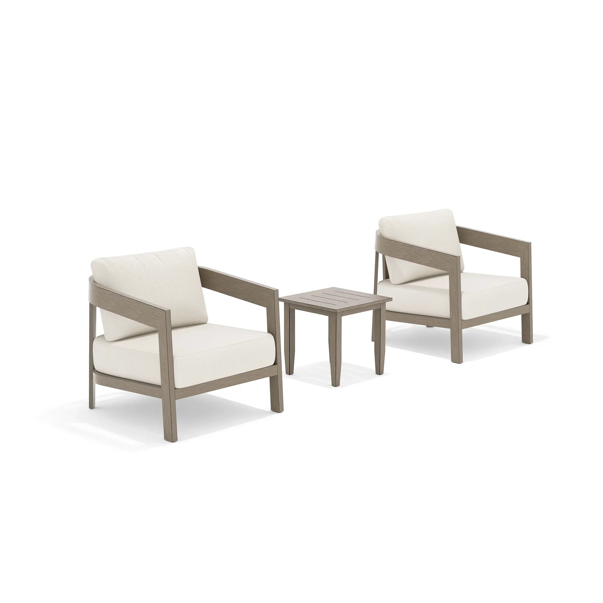 PEAKHOME Harmonti Patio 3-Piece Aluminum Club Conversation Set With Side Table