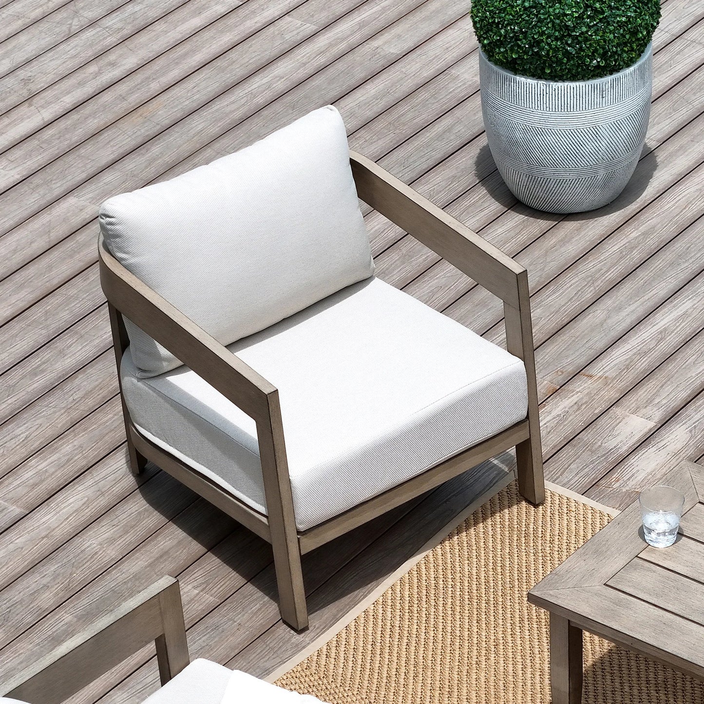 Harmonti 4-Piece Patio Conversation Set with Composite Concrete Round Coffee Tables