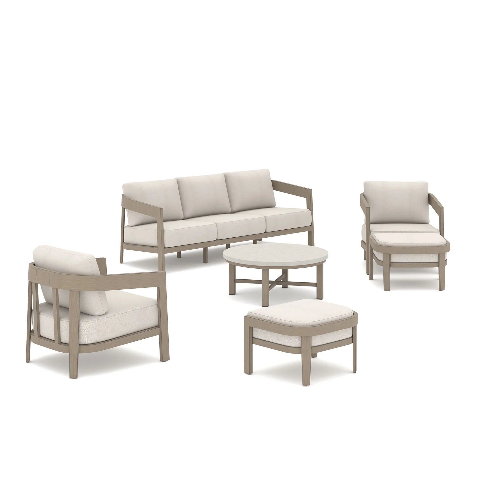 Harmonti 6-Piece Patio Conversation Set with Composite Concrete Round Coffee Tables