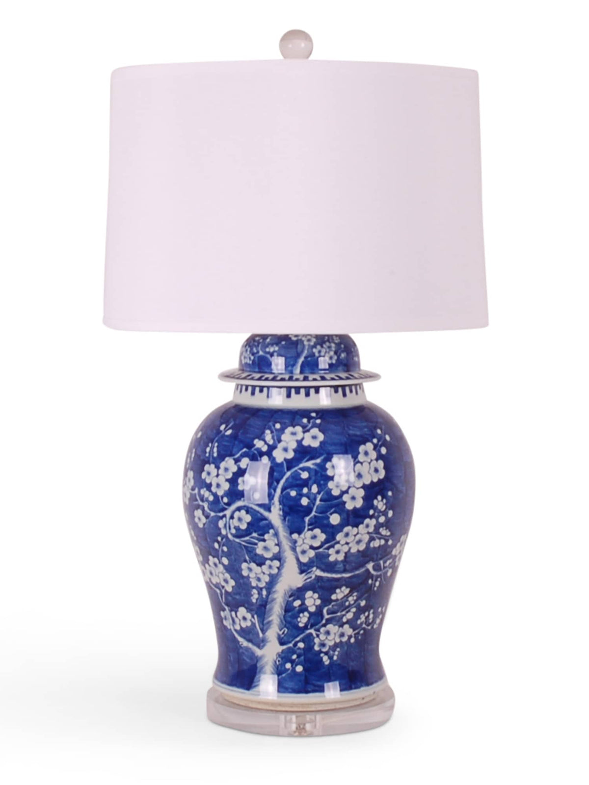 30″ Blue and White Hawthorne Jar Lamp