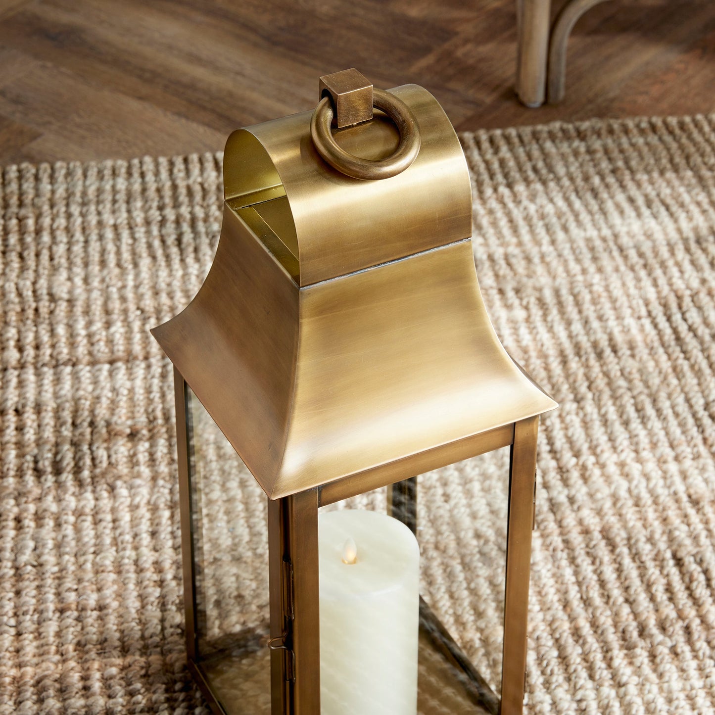 Geneva Lantern, Small Antique Brass