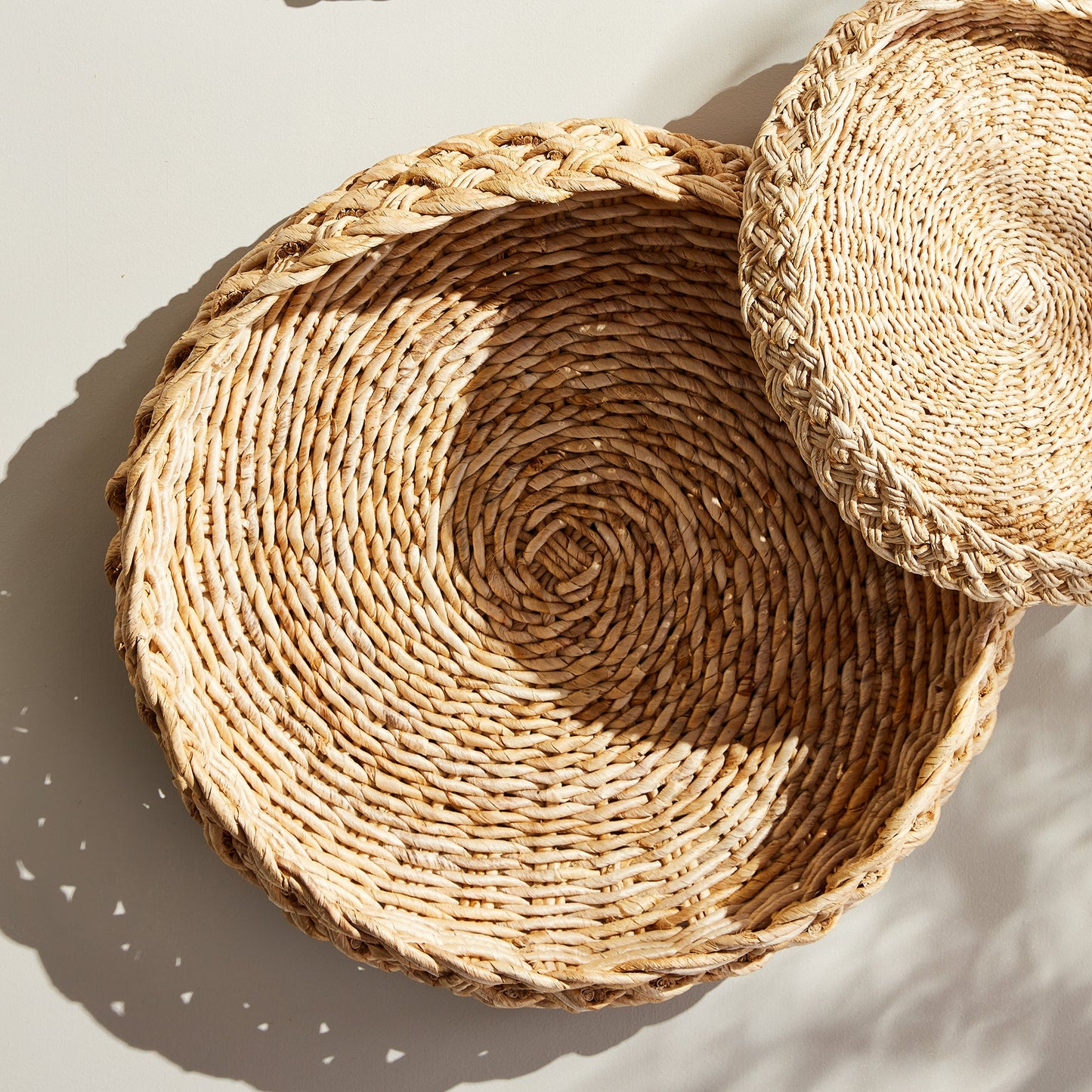 Abaca French Braided Baskets, Set of 2