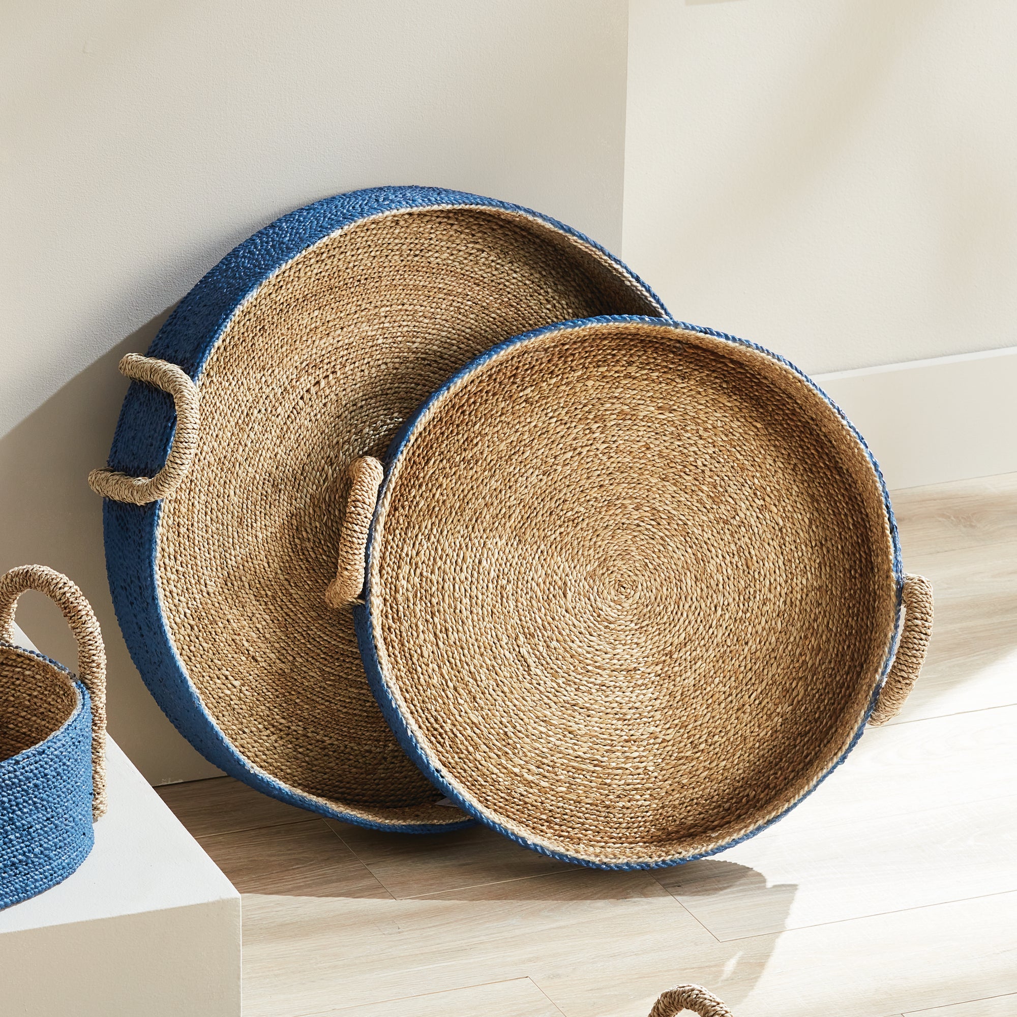 Tiana Seagrass Round Baskets, Set of 2