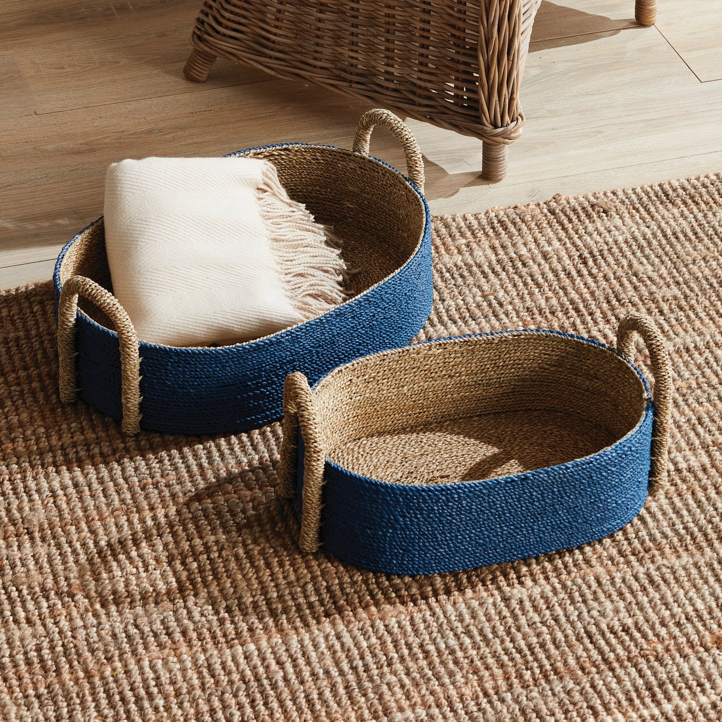 Tiana Seagrass Short Oval Baskets, Set of 2