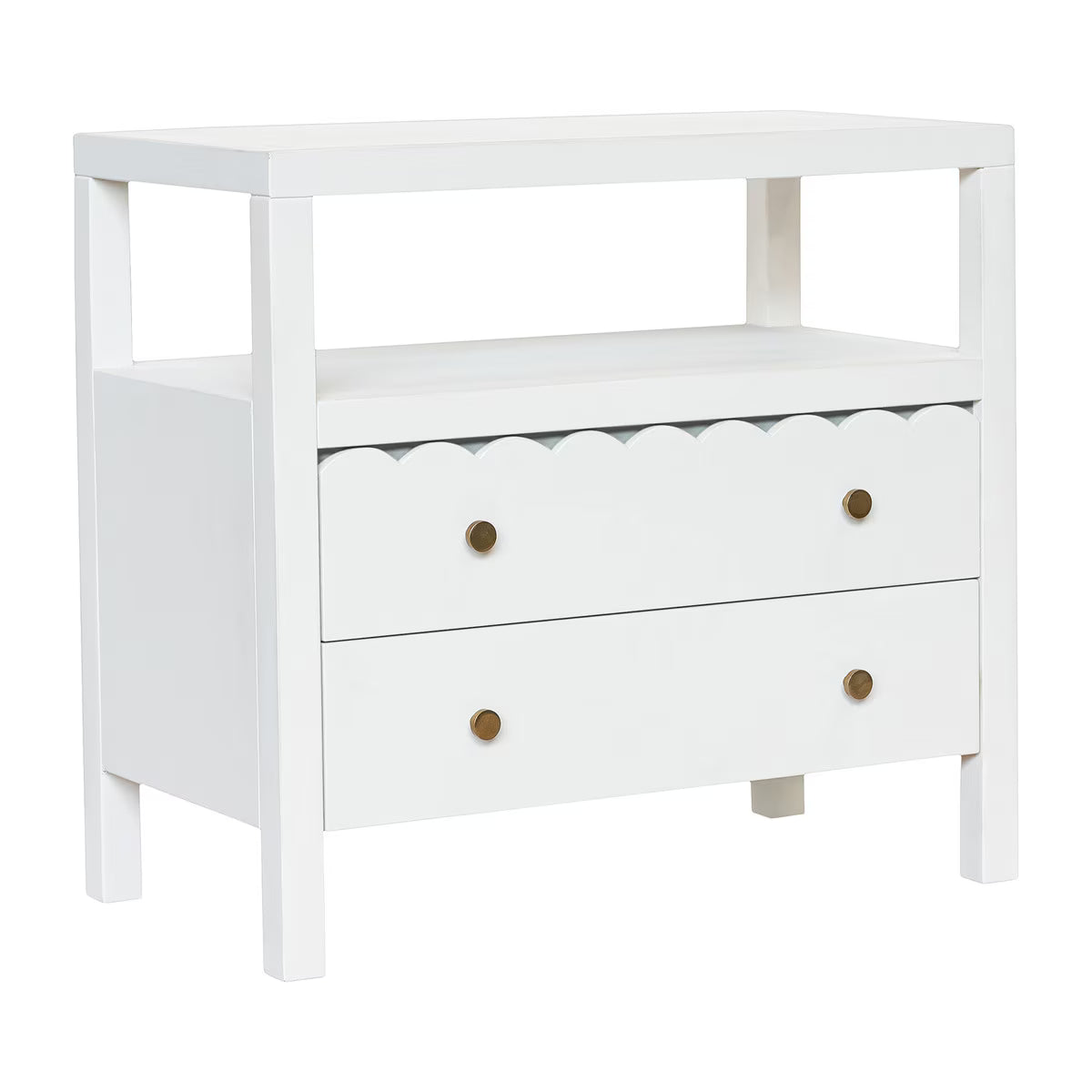 Maribelle Scallop Nightstand, 28"W, Off-White