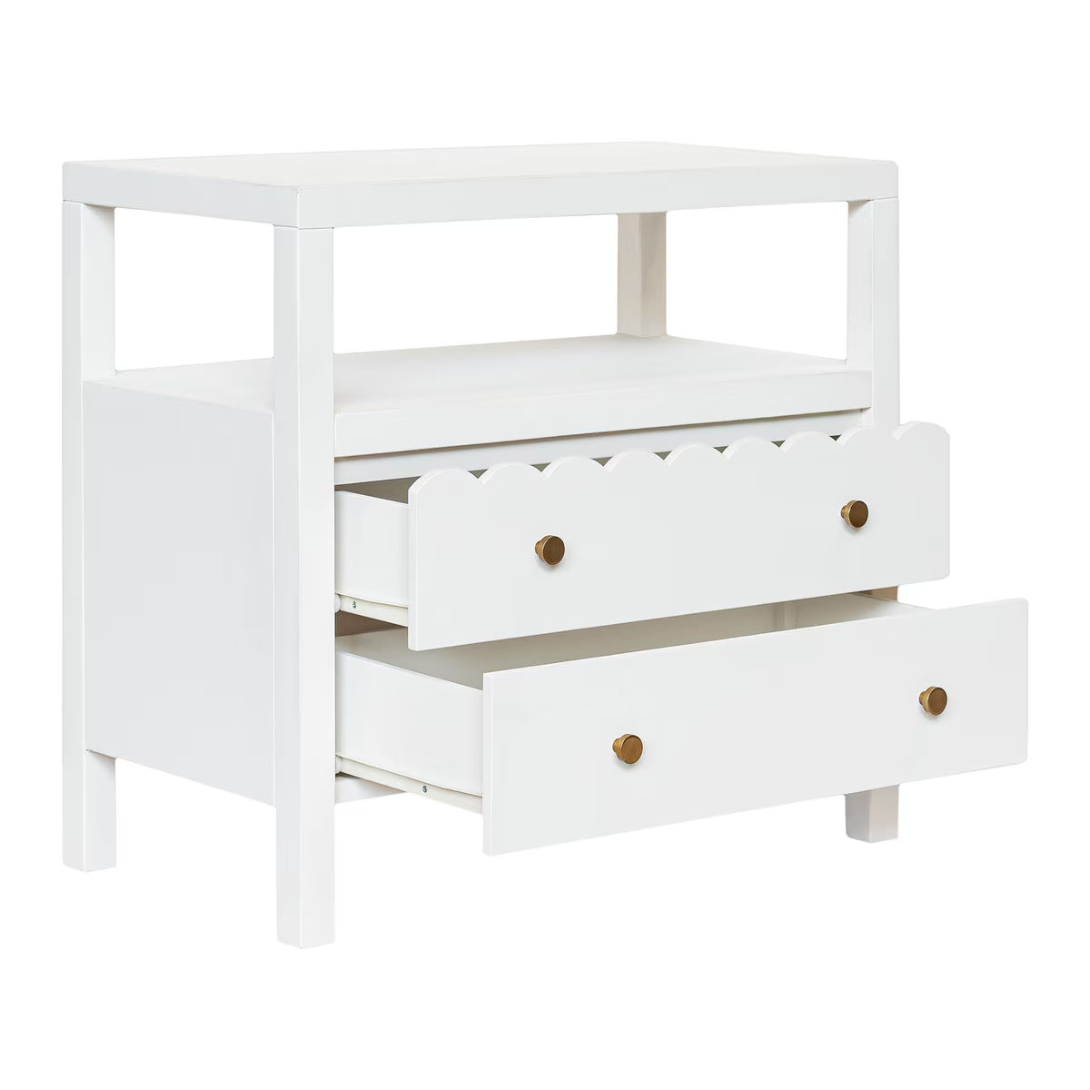 Maribelle Scallop Nightstand, 28"W, Off-White