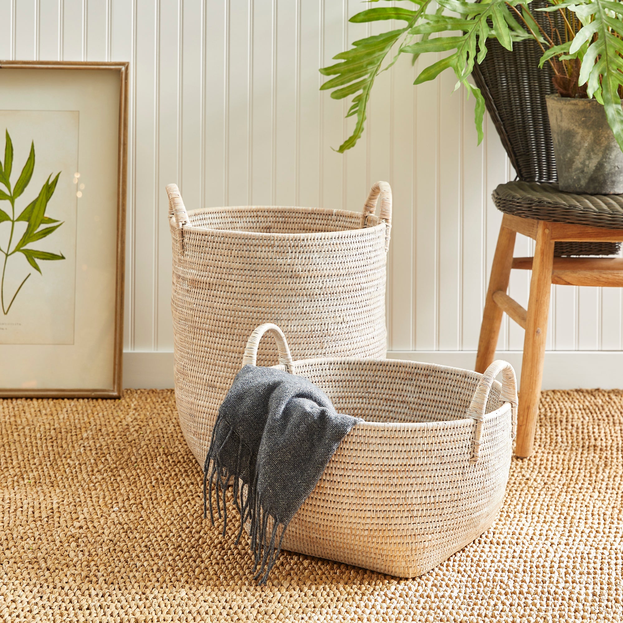 Burma Rattan Orchard Baskets, Set of 2
